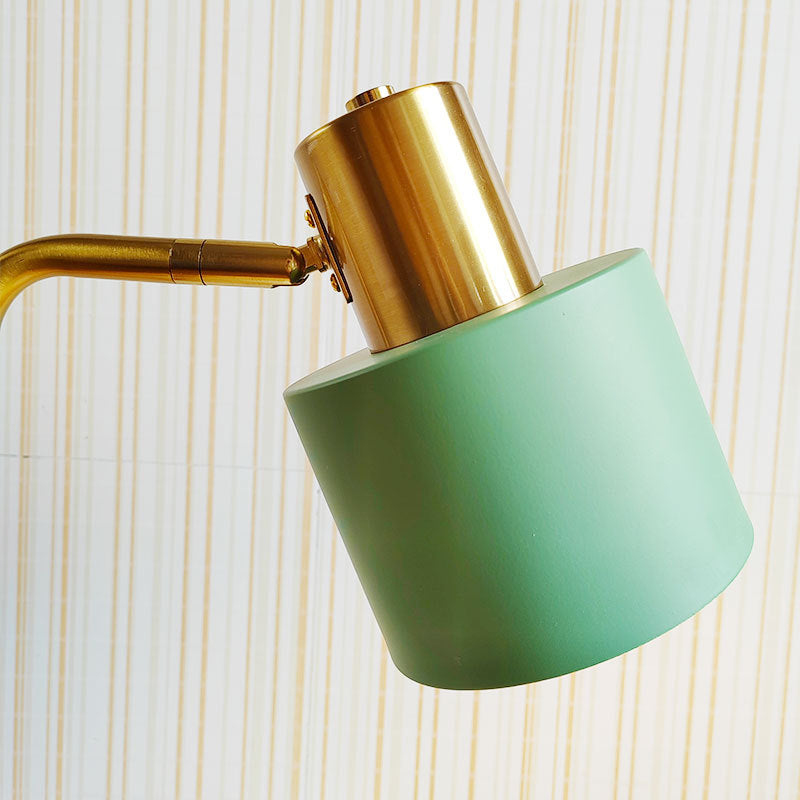 Moderne minimalistische Eisen-Tischlampe mit verstellbarem Winkel und trommelförmigem 1-Licht für das Studium 
