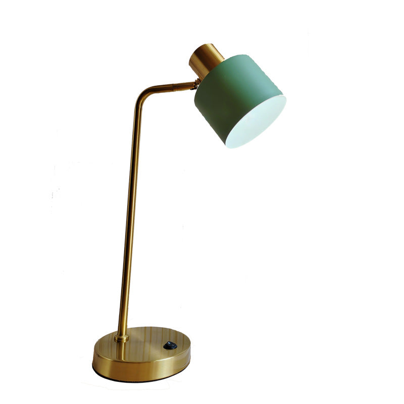 Moderne minimalistische Eisen-Tischlampe mit verstellbarem Winkel und trommelförmigem 1-Licht für das Studium 