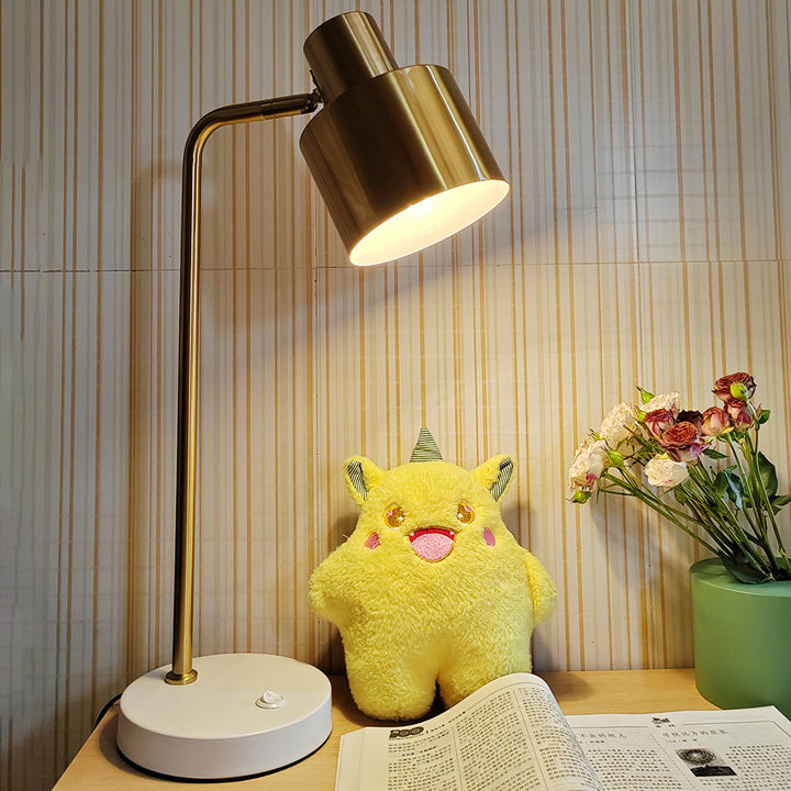 Moderne minimalistische Eisen-Tischlampe mit verstellbarem Winkel und trommelförmigem 1-Licht für das Studium 