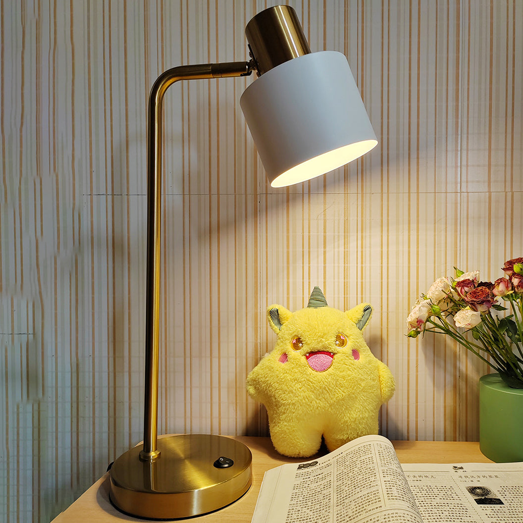 Moderne minimalistische Eisen-Tischlampe mit verstellbarem Winkel und trommelförmigem 1-Licht für das Studium 