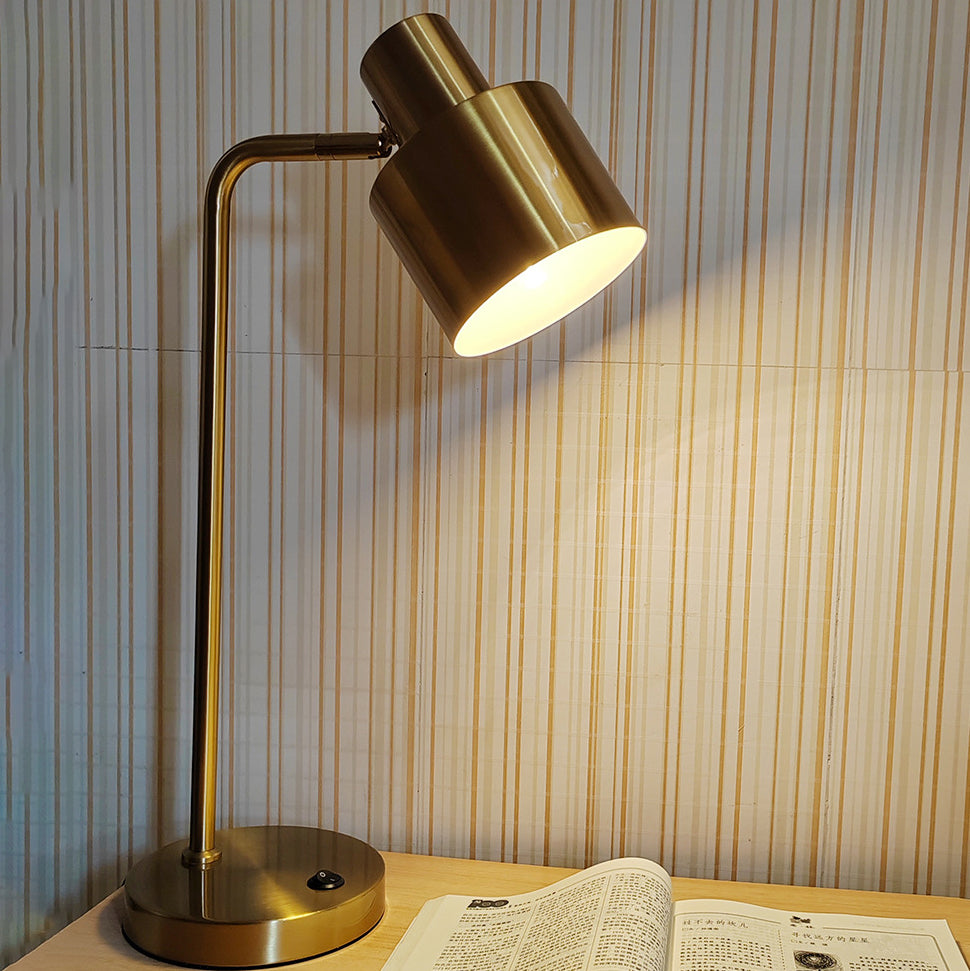 Moderne minimalistische Eisen-Tischlampe mit verstellbarem Winkel und trommelförmigem 1-Licht für das Studium 