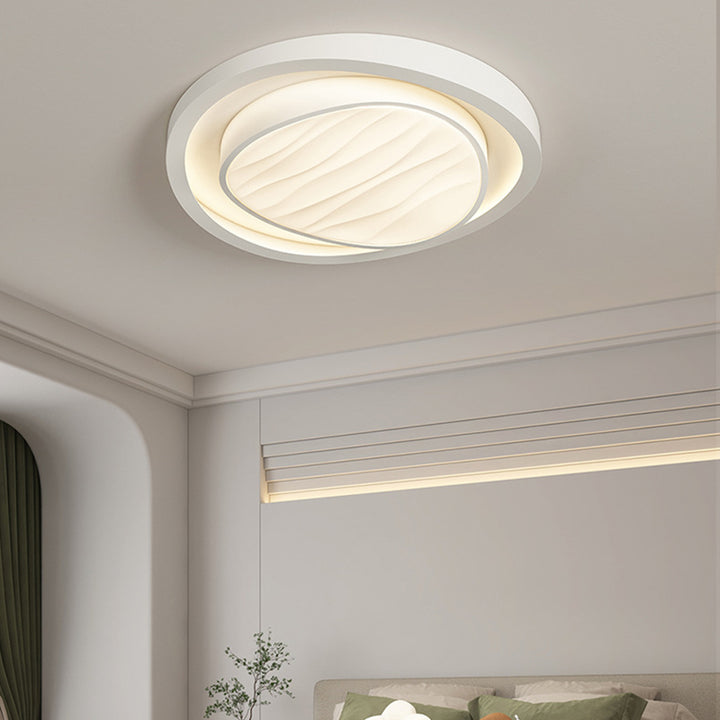 Modern Simplicity Cream Irregular Pentagon Triangle Iron Acrylic LED Flush Mount Ceiling Light For Bedroom