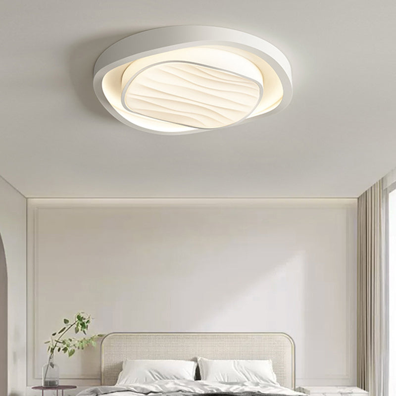 Modern Simplicity Cream Irregular Pentagon Triangle Iron Acrylic LED Flush Mount Ceiling Light For Bedroom