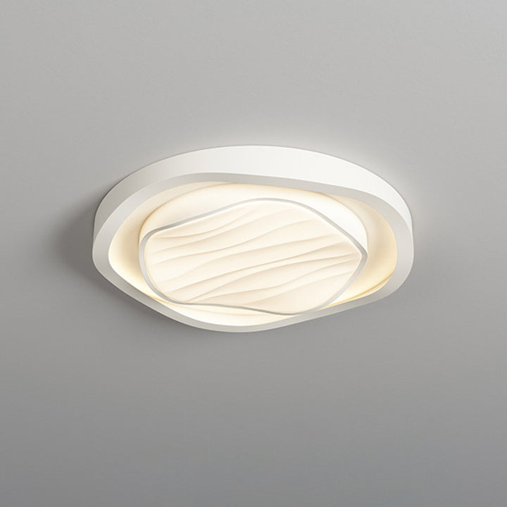 Modern Simplicity Cream Irregular Pentagon Triangle Iron Acrylic LED Flush Mount Ceiling Light For Bedroom