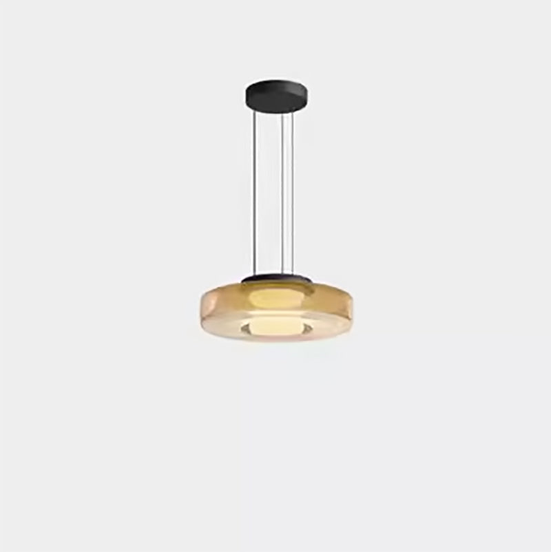 Modern Luxury Disc Glass Metal LED Pendant Light For Bedroom