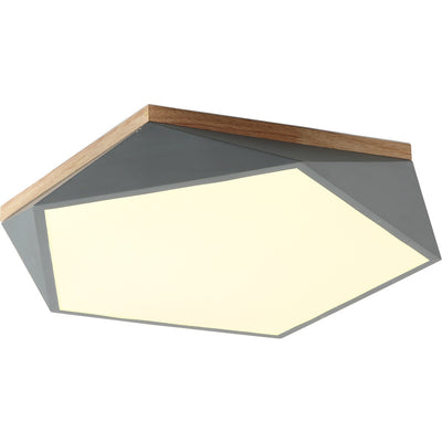 Modern Minimalist Geometric Pentagon Acrylic Iron LED Flush Mount Ceiling Light For Living Room