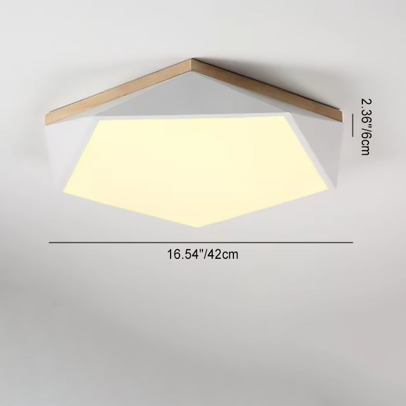 Modern Minimalist Geometric Pentagon Acrylic Iron LED Flush Mount Ceiling Light For Living Room