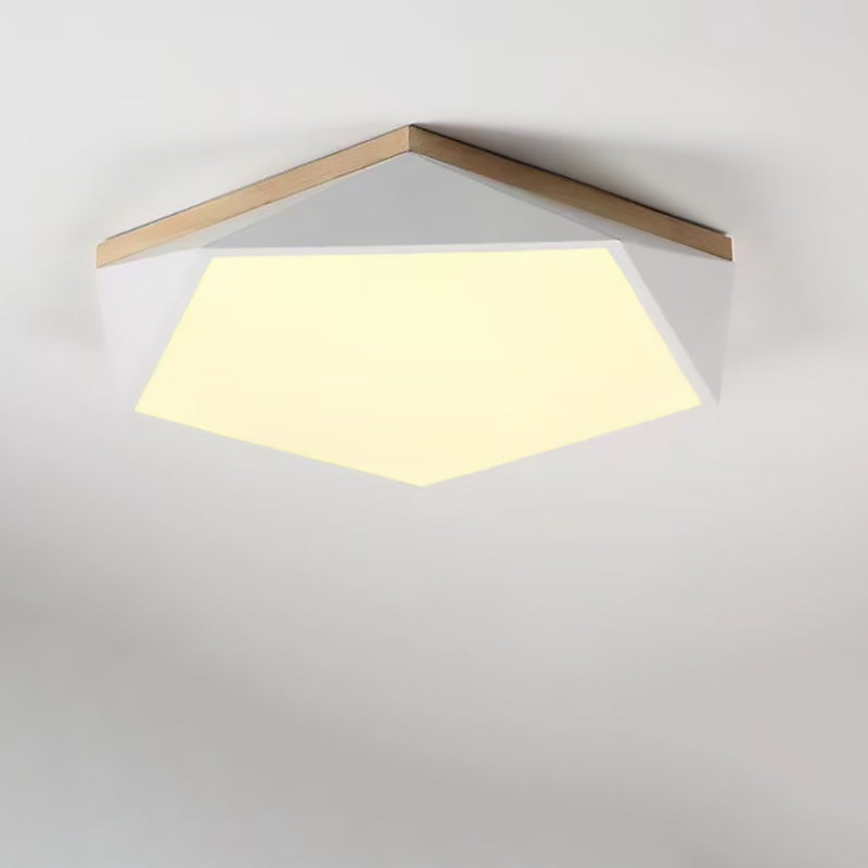 Modern Minimalist Geometric Pentagon Acrylic Iron LED Flush Mount Ceiling Light For Living Room