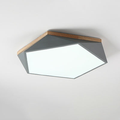 Modern Minimalist Geometric Pentagon Acrylic Iron LED Flush Mount Ceiling Light For Living Room