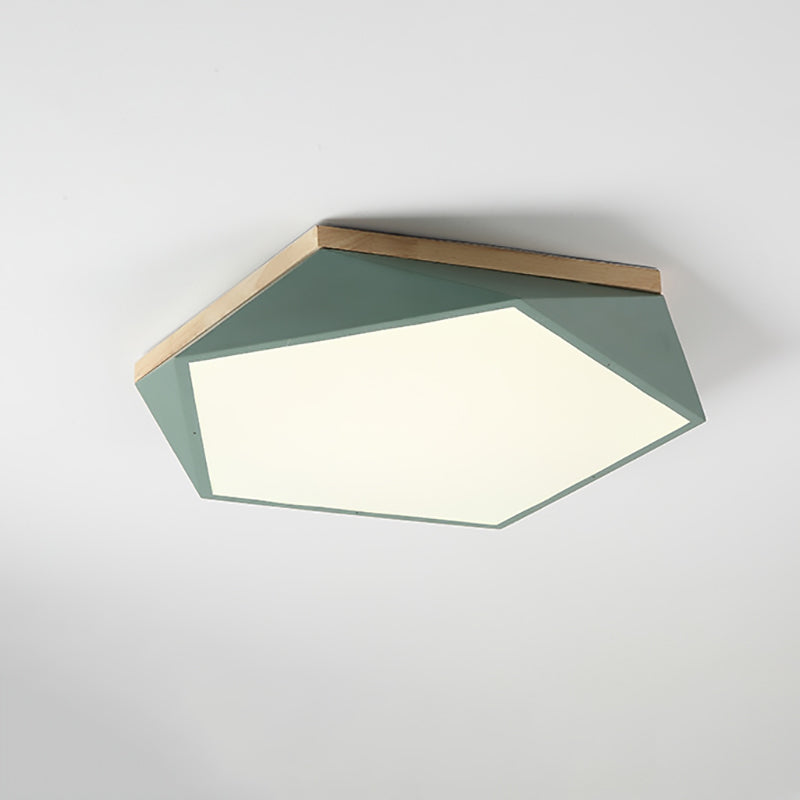 Modern Minimalist Geometric Pentagon Acrylic Iron LED Flush Mount Ceiling Light For Living Room