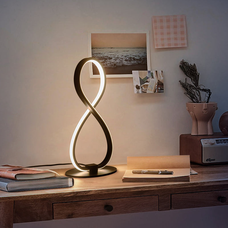 Moderne minimalistische 8-förmige Aluminium-Silikon-LED-Tischlampe für das Wohnzimmer 