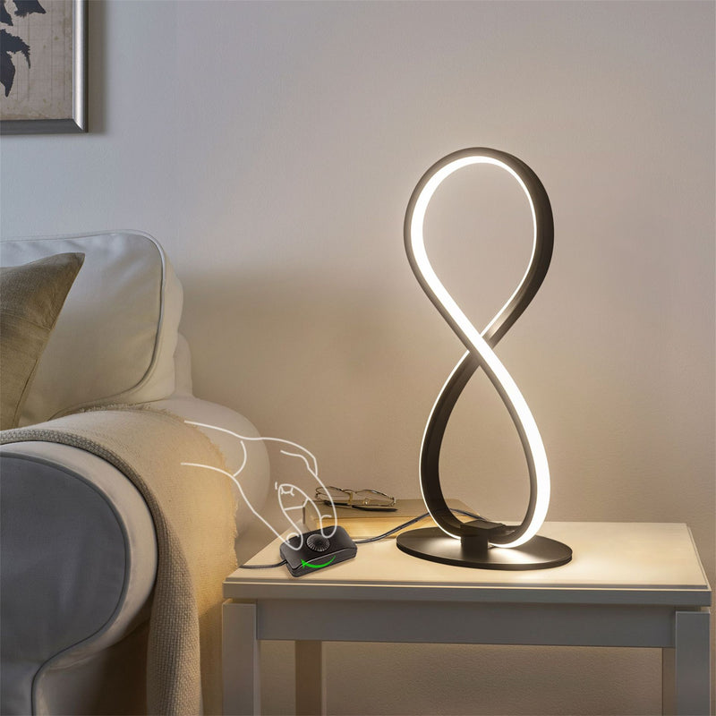 Moderne minimalistische 8-förmige Aluminium-Silikon-LED-Tischlampe für das Wohnzimmer 