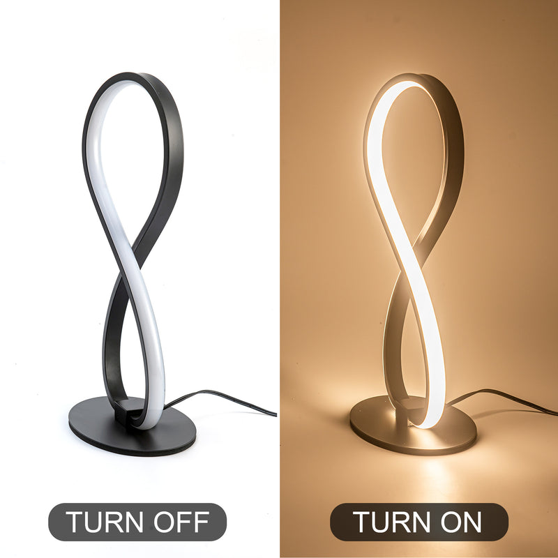 Moderne minimalistische 8-förmige Aluminium-Silikon-LED-Tischlampe für das Wohnzimmer 