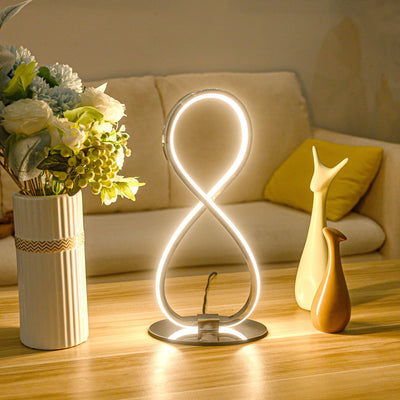 Moderne minimalistische 8-förmige Aluminium-Silikon-LED-Tischlampe für das Wohnzimmer 