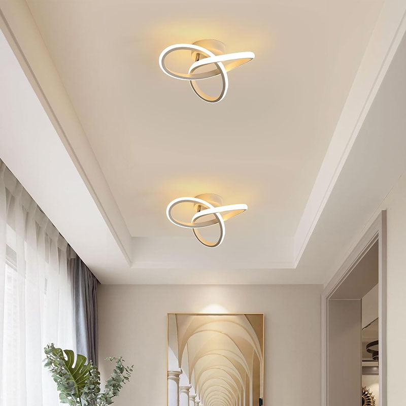 Contemporary Creative Floral Shape Iron PVC LED Semi-Flush Mount Ceiling Light For Hallway