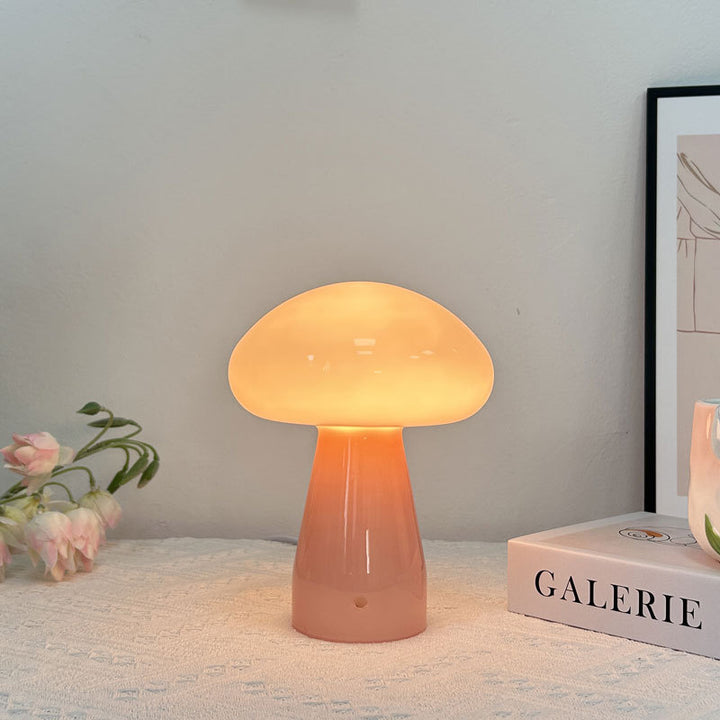 Zeitgenössische nordische Pilzform Glas USB LED Tischlampe für das Schlafzimmer 