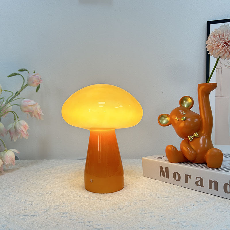 Zeitgenössische nordische Pilzform Glas USB LED Tischlampe für das Schlafzimmer 