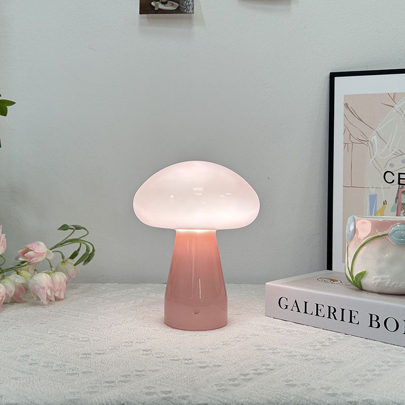 Zeitgenössische nordische Pilzform Glas USB LED Tischlampe für das Schlafzimmer 