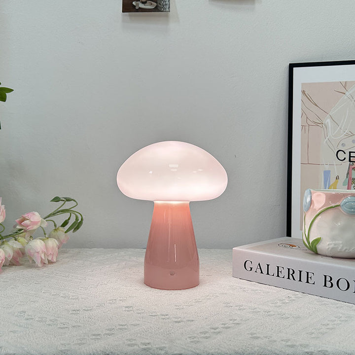 Zeitgenössische nordische Pilzform Glas USB LED Tischlampe für das Schlafzimmer 
