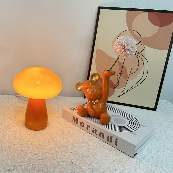 Zeitgenössische nordische Pilzform Glas USB LED Tischlampe für das Schlafzimmer 