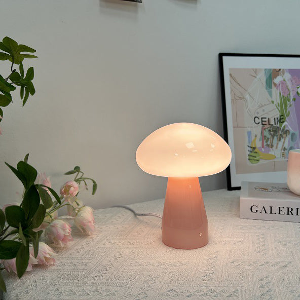 Zeitgenössische nordische Pilzform Glas USB LED Tischlampe für das Schlafzimmer 