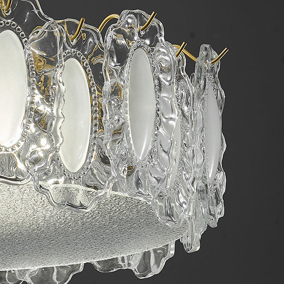 Moderne Luxus Runde Kegel Tropfen Eisen Kristall 1-Licht Semi-Flush Deckenleuchte Für Wohnzimmer 