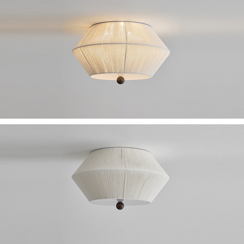 Plafonnier en bois à 3 lumières en forme de soucoupe volante traditionnelle française avec corde en chanvre pour salon 