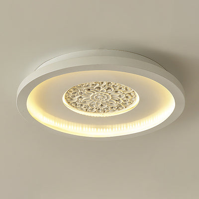 Luz de techo empotrada LED de patrón de placa de yeso cuadrada redonda de hierro creativo contemporáneo para dormitorio 