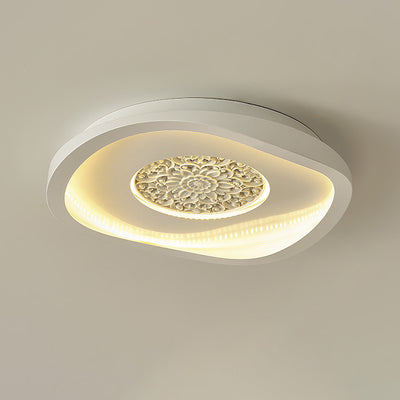 Luz de techo empotrada LED de patrón de placa de yeso cuadrada redonda de hierro creativo contemporáneo para dormitorio 