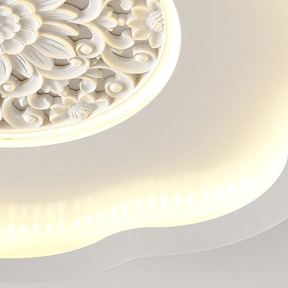 Plafonnier LED semi-encastré contemporain créatif en fer carré rond avec motif en plâtre pour chambre à coucher 