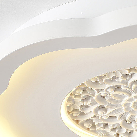 Plafonnier LED semi-encastré contemporain créatif en fer carré rond avec motif en plâtre pour chambre à coucher 