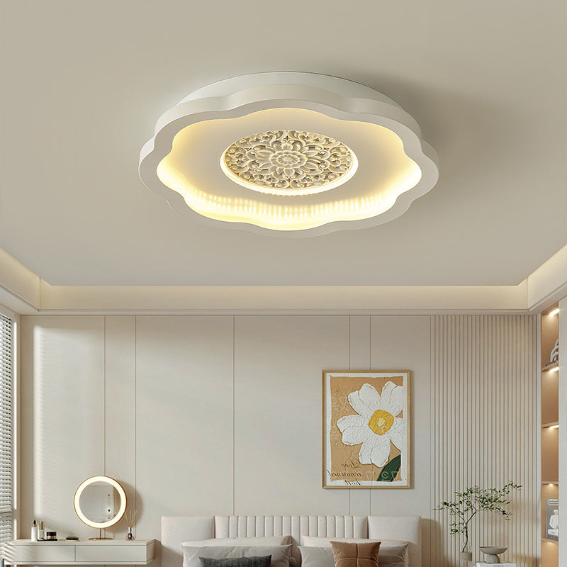Luz de techo empotrada LED de patrón de placa de yeso cuadrada redonda de hierro creativo contemporáneo para dormitorio 