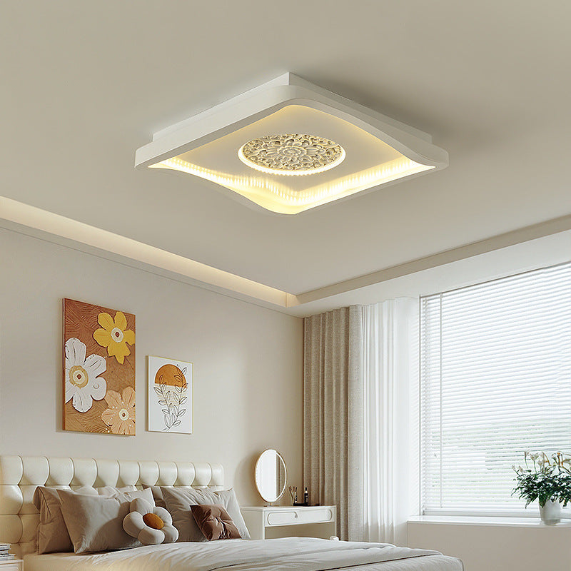 Luz de techo empotrada LED de patrón de placa de yeso cuadrada redonda de hierro creativo contemporáneo para dormitorio 