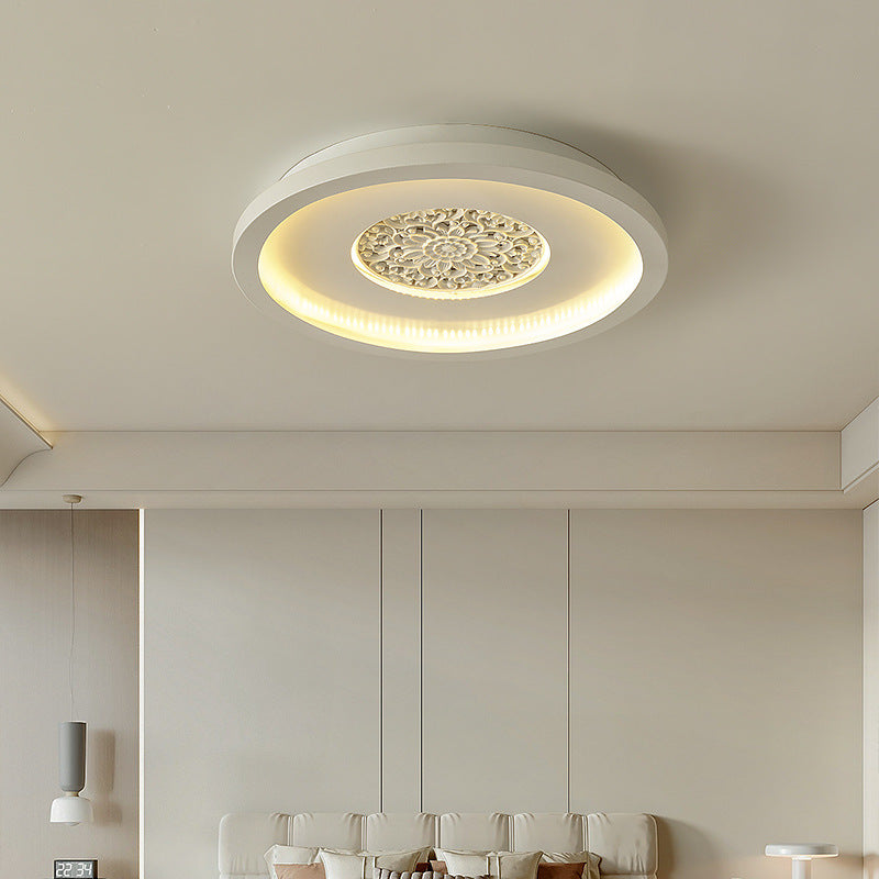 Luz de techo empotrada LED de patrón de placa de yeso cuadrada redonda de hierro creativo contemporáneo para dormitorio 