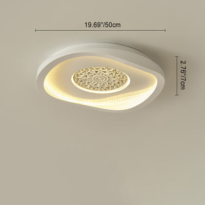 Luz de techo empotrada LED de patrón de placa de yeso cuadrada redonda de hierro creativo contemporáneo para dormitorio 