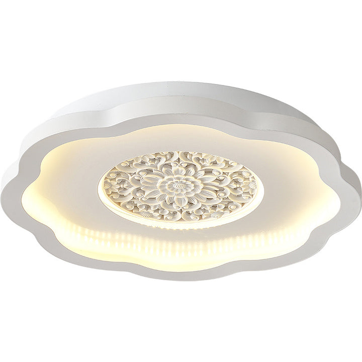 Plafonnier LED semi-encastré contemporain créatif en fer carré rond avec motif en plâtre pour chambre à coucher 