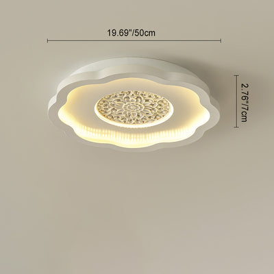 Luz de techo empotrada LED de patrón de placa de yeso cuadrada redonda de hierro creativo contemporáneo para dormitorio 