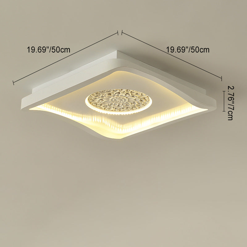 Luz de techo empotrada LED de patrón de placa de yeso cuadrada redonda de hierro creativo contemporáneo para dormitorio 