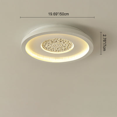 Luz de techo empotrada LED de patrón de placa de yeso cuadrada redonda de hierro creativo contemporáneo para dormitorio 
