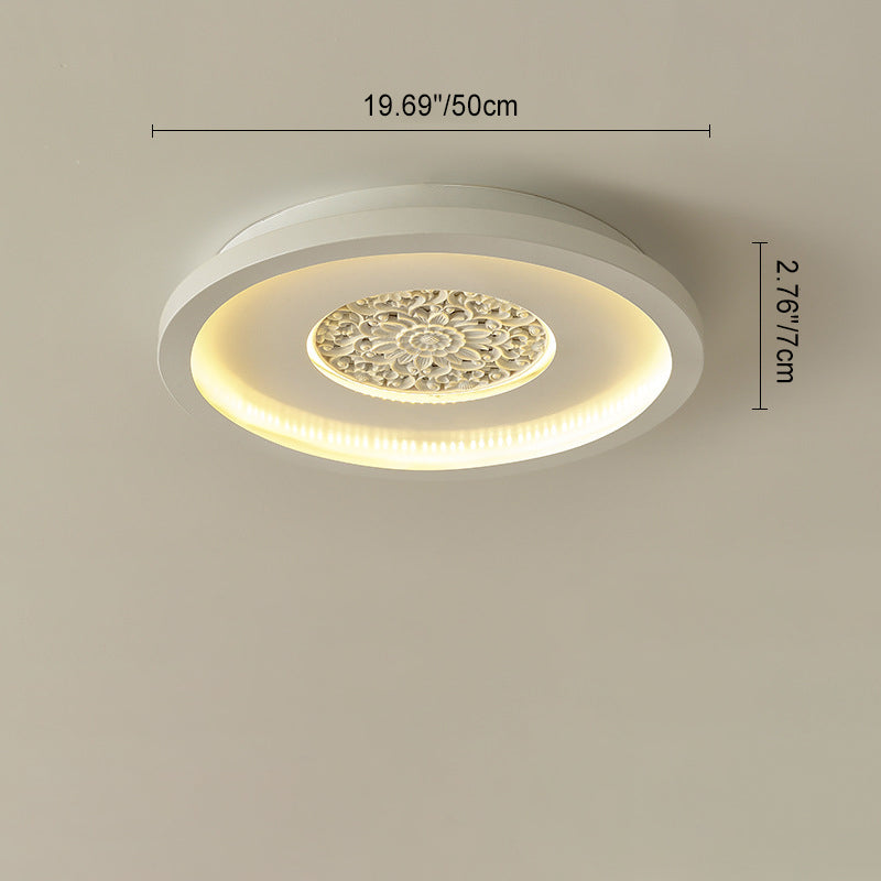 Luz de techo empotrada LED de patrón de placa de yeso cuadrada redonda de hierro creativo contemporáneo para dormitorio 