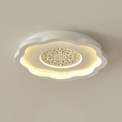 Luz de techo empotrada LED de patrón de placa de yeso cuadrada redonda de hierro creativo contemporáneo para dormitorio 