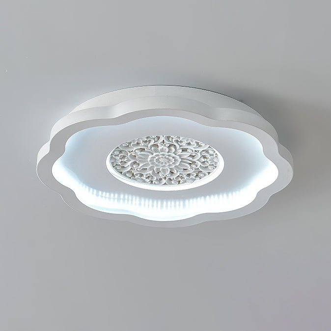 Plafonnier LED semi-encastré contemporain créatif en fer carré rond avec motif en plâtre pour chambre à coucher 