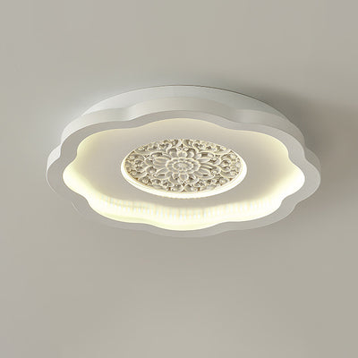 Luz de techo empotrada LED de patrón de placa de yeso cuadrada redonda de hierro creativo contemporáneo para dormitorio 