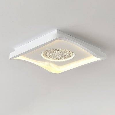 Luz de techo empotrada LED de patrón de placa de yeso cuadrada redonda de hierro creativo contemporáneo para dormitorio 