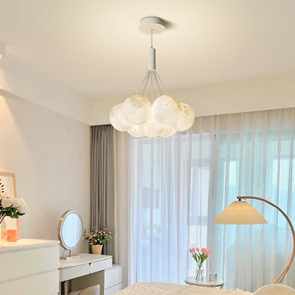 Lustre LED contemporain en fer créatif PVC rond grappe bulle lune planète pour chambre 