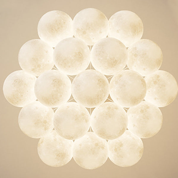 Lustre LED contemporain en fer créatif PVC rond grappe bulle lune planète pour chambre 