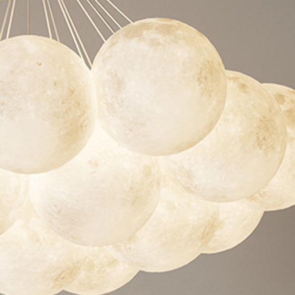 Lustre LED contemporain en fer créatif PVC rond grappe bulle lune planète pour chambre 