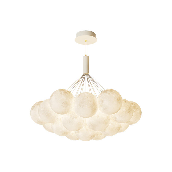 Lustre LED contemporain en fer créatif PVC rond grappe bulle lune planète pour chambre 