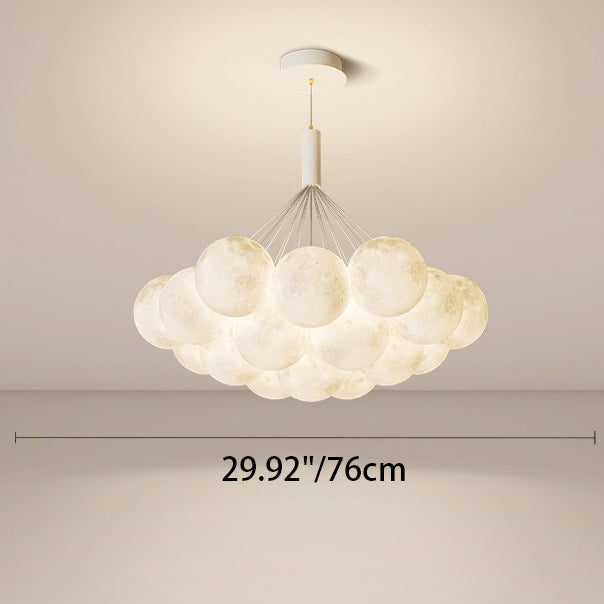 Lustre LED contemporain en fer créatif PVC rond grappe bulle lune planète pour chambre 