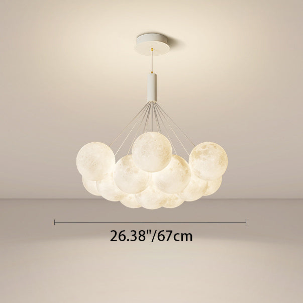 Lustre LED contemporain en fer créatif PVC rond grappe bulle lune planète pour chambre 